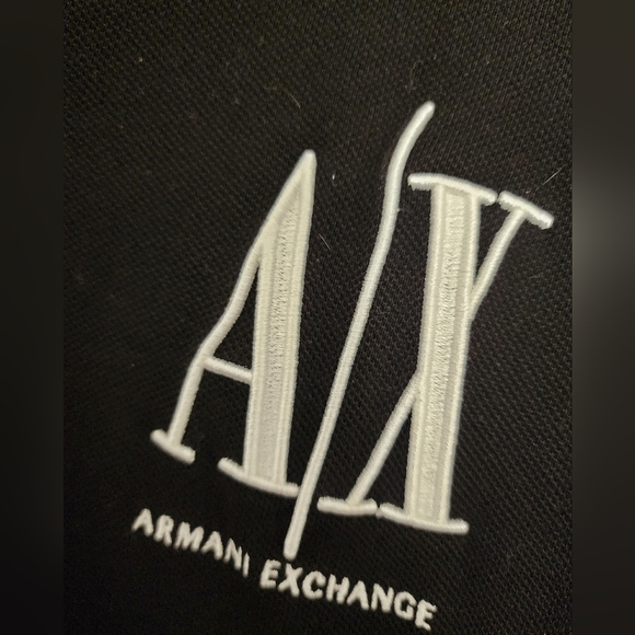 Armani Exchange Icon Period Black Polo with White Accents - Picture 3 of 4
